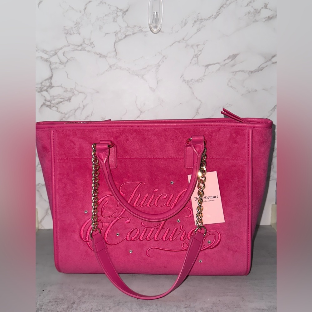 NWT JUICY COUTURE Terry Beach Couture Tote in Pink Flash